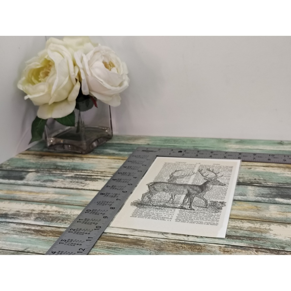 Buck Deer Antlers Rustic Lodge Vintage Dictionary Page Decor Nature Handmade - Picture 6 of 6